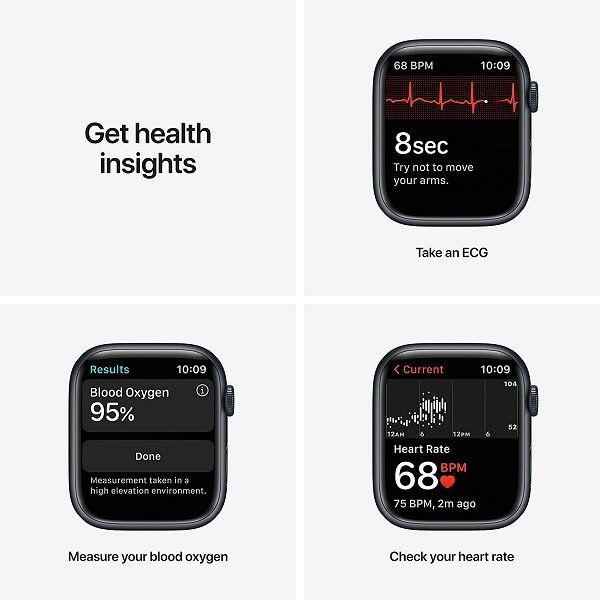 Apple Watch Series 7 [GPS + Cellular 45mm] Smart Watch w/ Midnight Aluminum Case with Midnight Sport Band. Fitness Tracker, Blood Oxygen & ECG Apps, Always-On Retina Display, Water Resistant