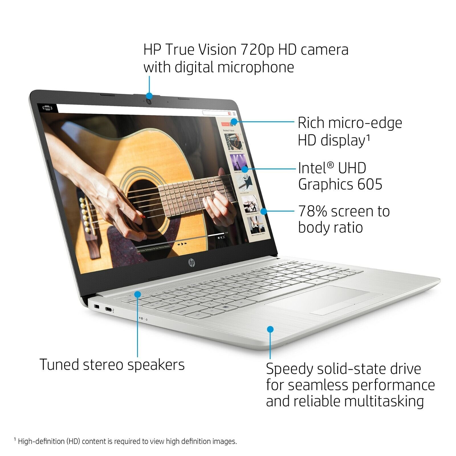 HP 14" HD Laptop Intel N5030 128GB M.2 SSD 4GB RAM Win 10 + MOUSE + 16GB USB