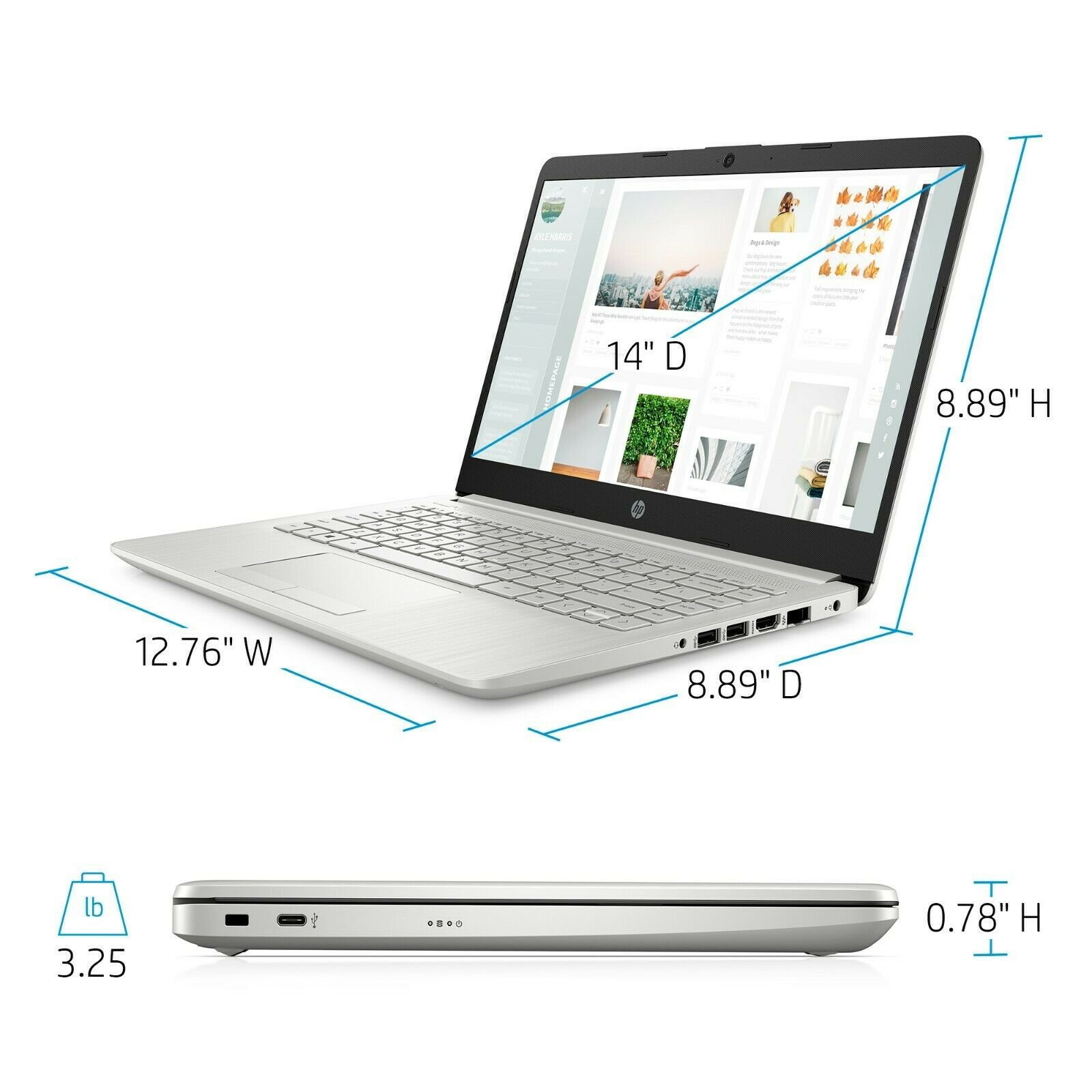 HP 14" HD Laptop Intel N5030 128GB M.2 SSD 4GB RAM Win 10 + MOUSE + 16GB USB