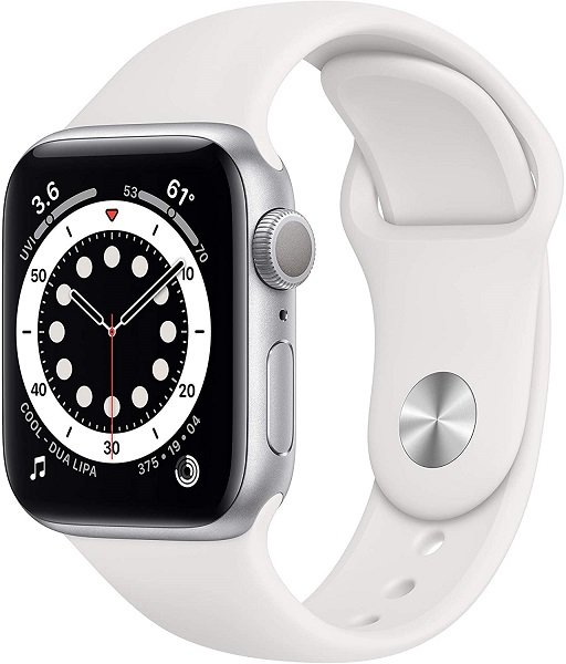 Apple Watch Series 6 (GPS, 40mm) - Silver Aluminum Case with White Sport Band