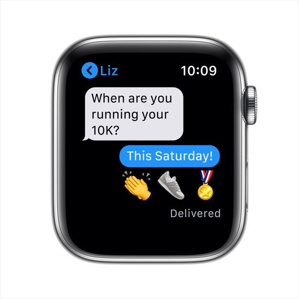 Apple Watch Series 5 (GPS + Cellular, 40MM) - Stainless Steel Case with White Sport Band