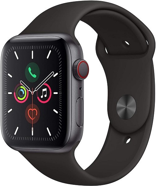 Apple Watch Series 5 (GPS + Cellular, 44MM) - Space Gray Aluminum Case with Black Sport Band