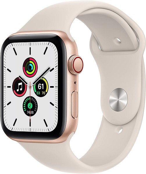 Apple Watch SE [GPS + Cellular 44mm] Smart Watch w/ Gold Aluminium Case with Starlight Sport Band. Fitness & Activity Tracker, Heart Rate Monitor, Retina Display, Water Resistant