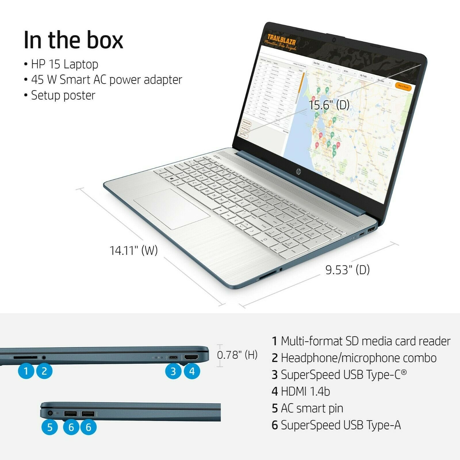 HP 15.6" FHD AMD Ryzen 5 5500U 8GB RAM 256GB NVMe SSD