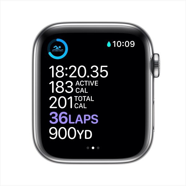 Apple Watch Series 5 (GPS + Cellular, 40MM) - Stainless Steel Case with White Sport Band