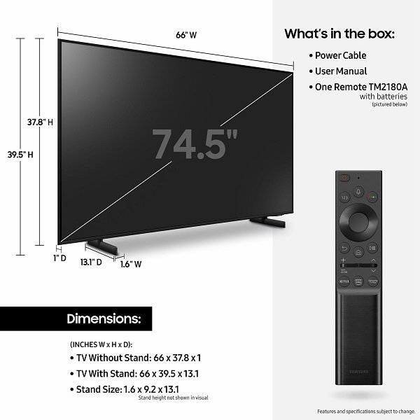 Samsung AU8000 75" 4K Ultra HD HDR Smart LED TV - 2021 Model