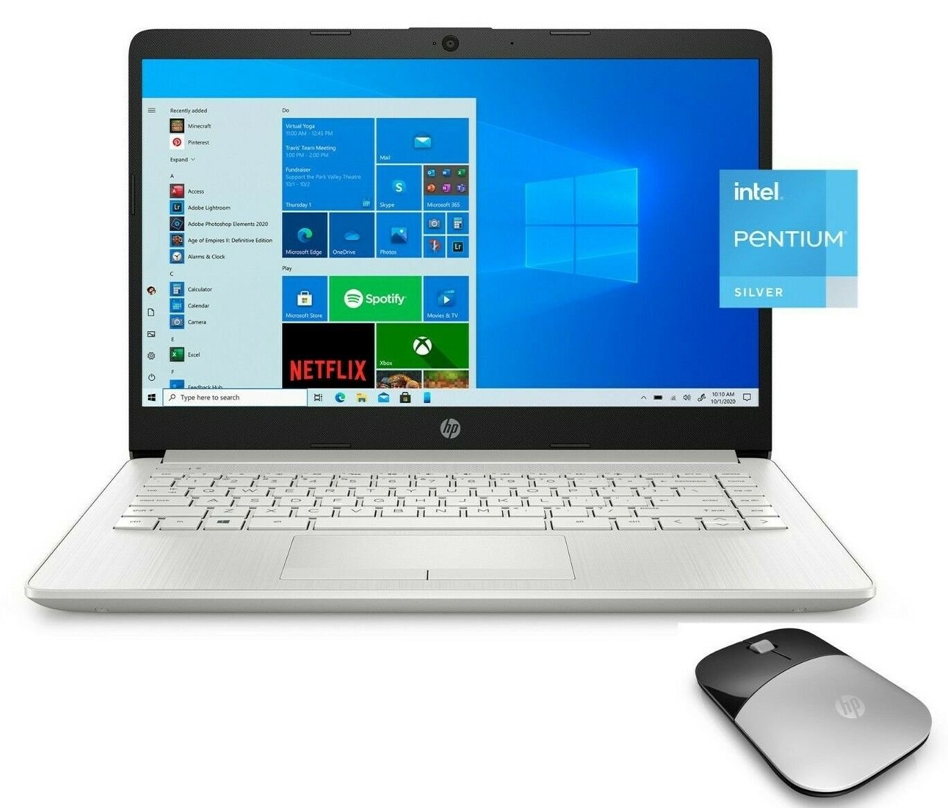 HP 14" HD Laptop Intel N5030 128GB M.2 SSD 4GB RAM Win 10 + MOUSE + 16GB USB