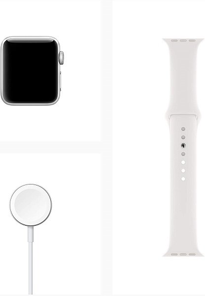 Apple Watch Series 3 [GPS 38mm] Smart Watch w/ Silver Aluminum Case & White Sport Band. Fitness & Activity Tracker, Heart Rate Monitor, Retina Display, Water Resistant