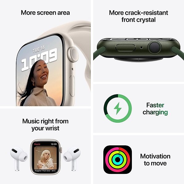 Apple Watch Series 7 [GPS + Cellular 45mm] Smart watch w/ Aluminum Case with  Fitness Tracker, Blood Oxygen & ECG Apps, Always-On Retina Display, Water Resistant