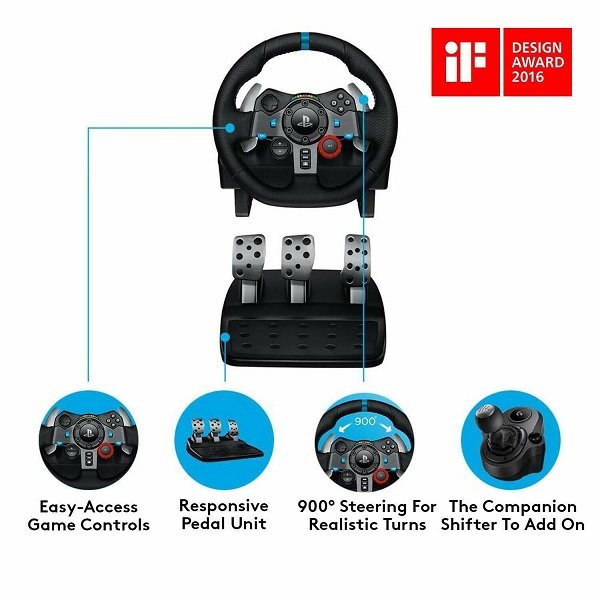 Logitech - G29 Driving Force Racing Wheel and Floor Pedals for PS5, PS4, PC, Mac