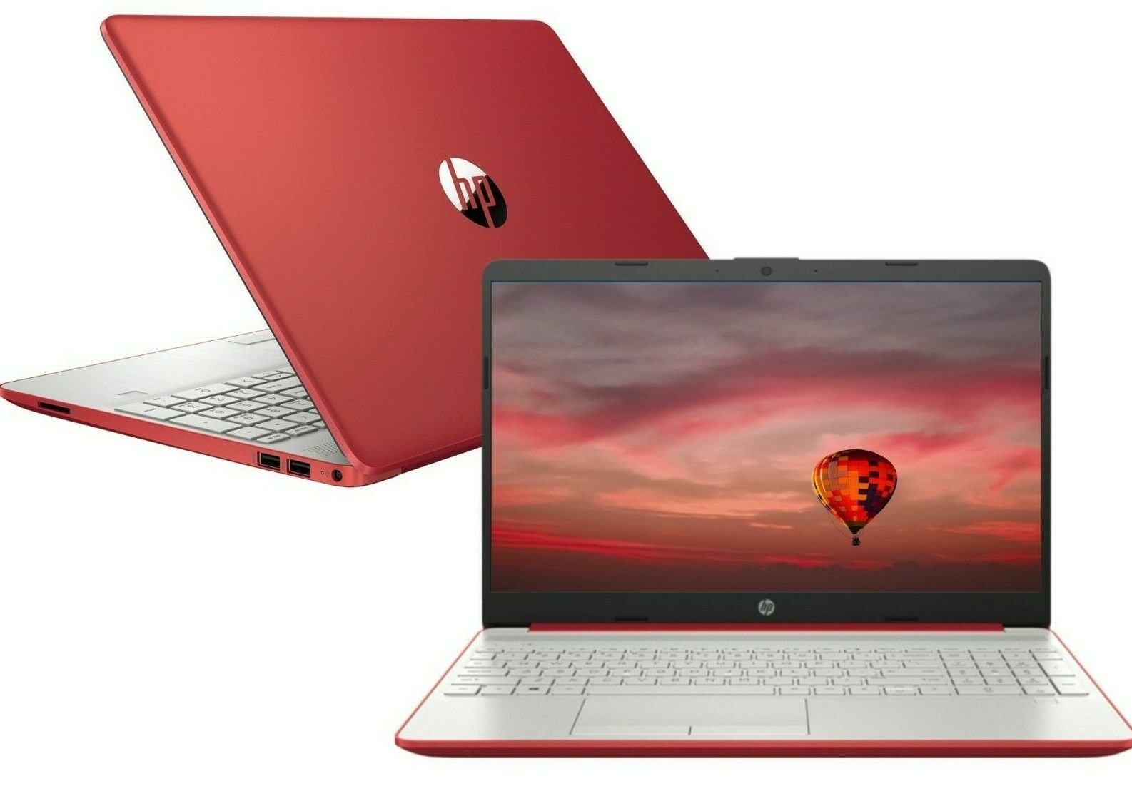 HP 15.6 Laptop Intel Quad Core N5000 128GB SSD 4GB RAM WIN10 Red + USB Drive