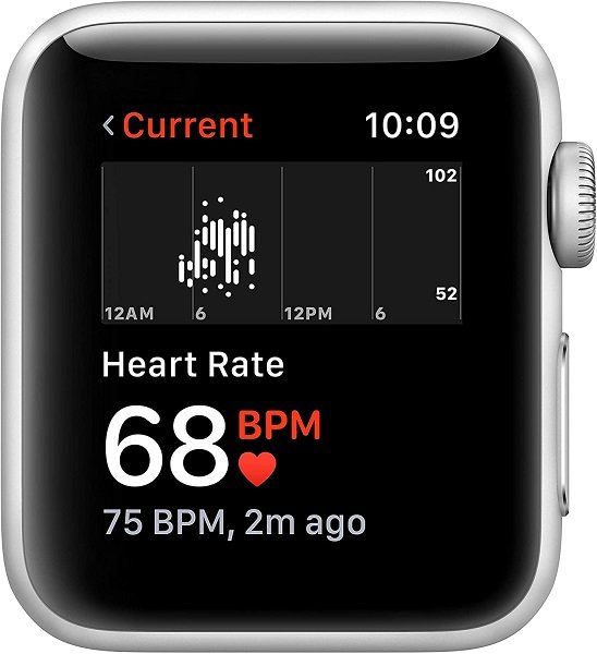 Apple Watch Series 3 [GPS 38mm] Smart Watch w/ Silver Aluminum Case & White Sport Band. Fitness & Activity Tracker, Heart Rate Monitor, Retina Display, Water Resistant