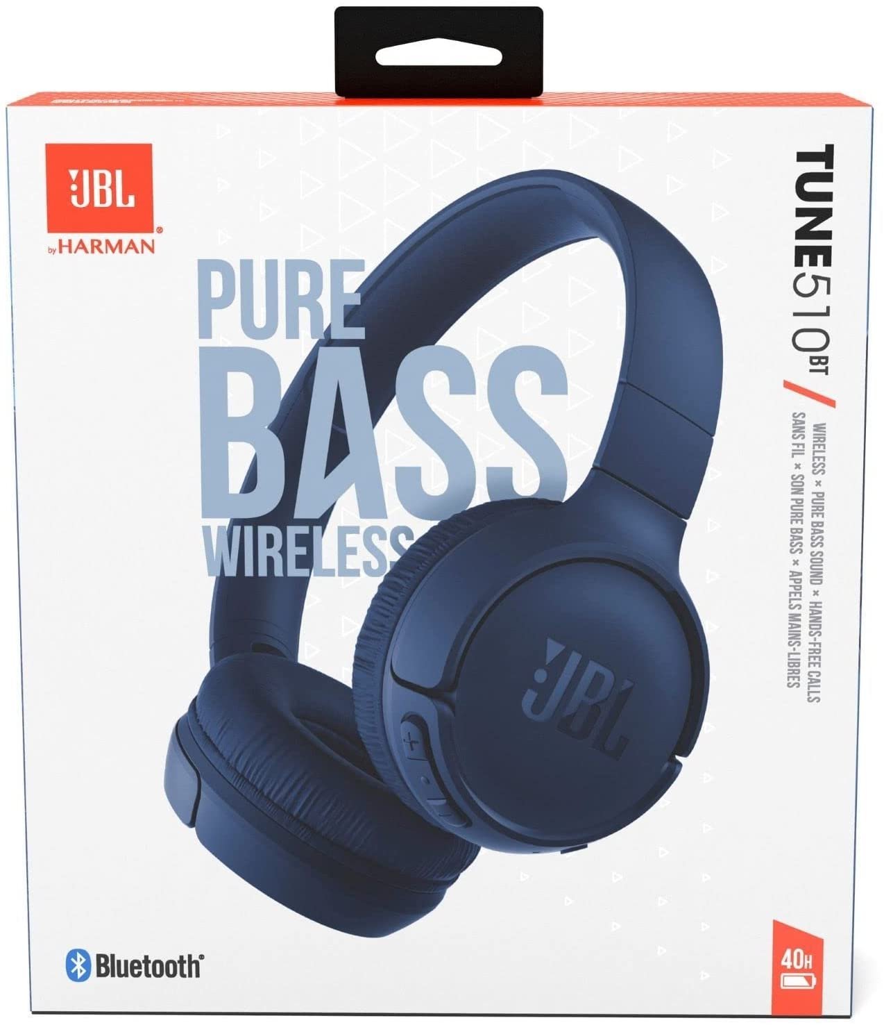 JBL Tune 510BT: Wireless On-Ear Headphones with Purebass Sound - Blue