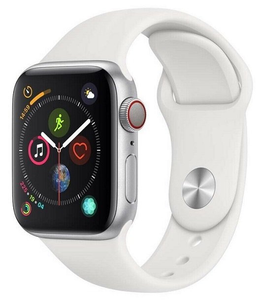 Apple Watch Series 4 40mm 44mm GPS + WiFi + Cellular Silver With White Band