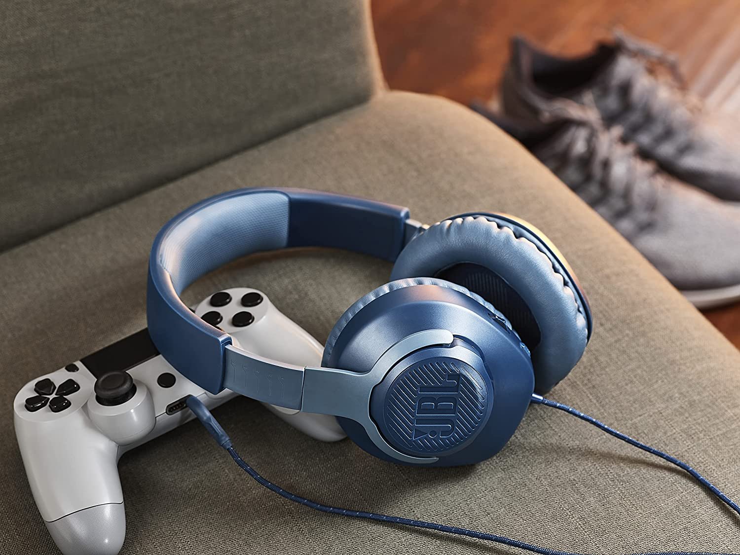 JBL Quantum 100 - Wired Over-Ear Gaming Headphones - Blue
