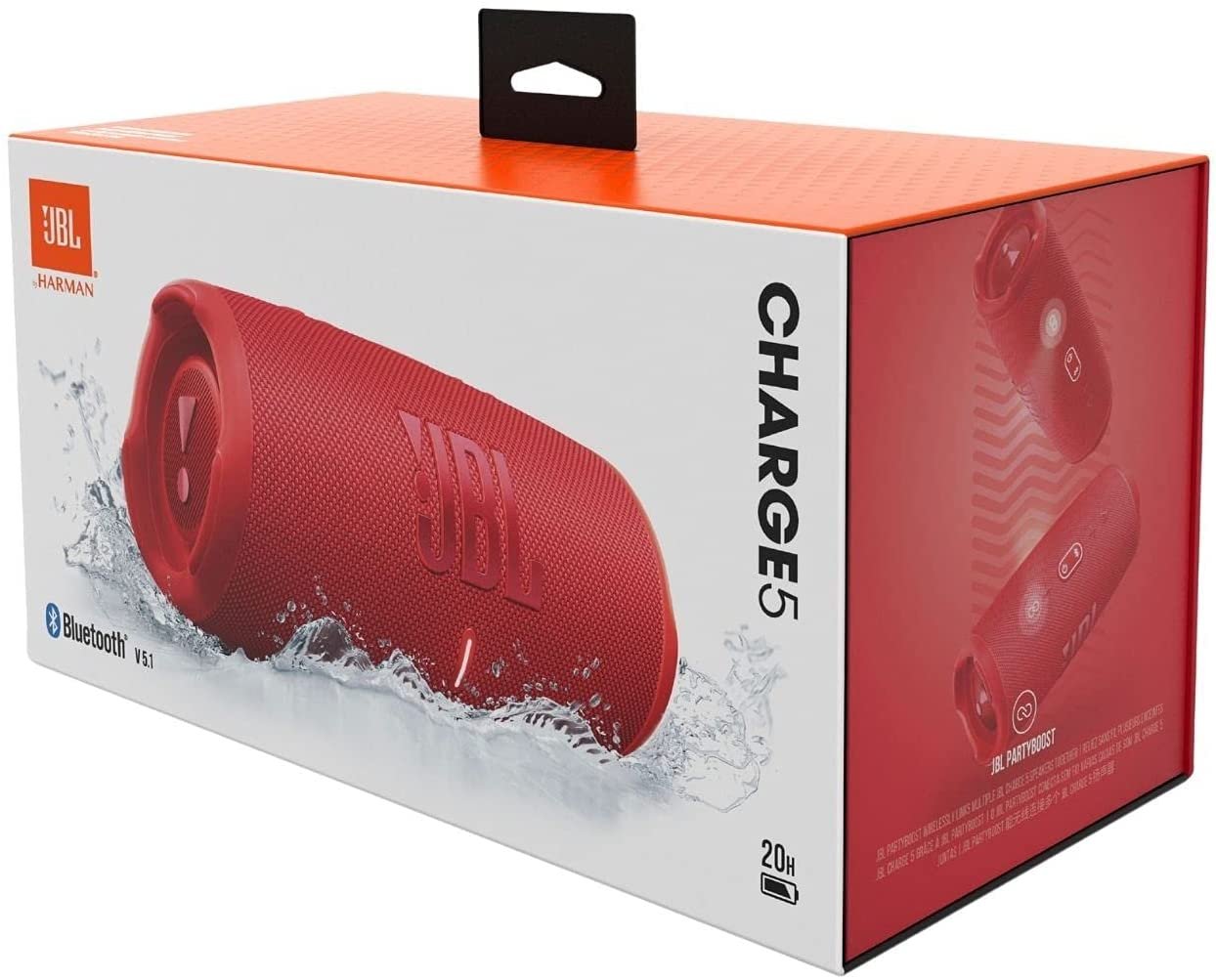 JBL CHARGE 5 - Portable Bluetooth Speaker with IP67 Waterproof and USB Charge out - Red