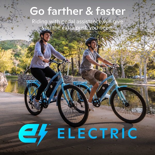 Schwinn - EC1 Electric Cruiser-Style Bicycle; 26-inch Wheels, 7 Speeds, Blue