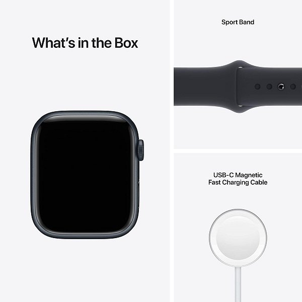 Apple Watch Series 7 [GPS + Cellular 45mm] Smart Watch w/ Midnight Aluminum Case with Midnight Sport Band. Fitness Tracker, Blood Oxygen & ECG Apps, Always-On Retina Display, Water Resistant