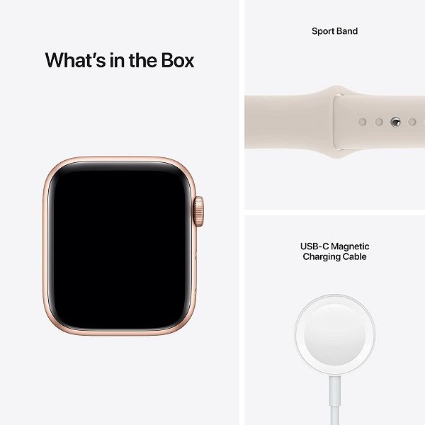 Apple Watch SE [GPS + Cellular 44mm] Smart Watch w/ Gold Aluminium Case with Starlight Sport Band. Fitness & Activity Tracker, Heart Rate Monitor, Retina Display, Water Resistant